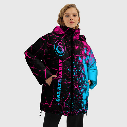 Женская зимняя куртка Galatasaray - neon gradient: по-вертикали / 3D-Черный – фото 3