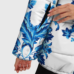 Куртка зимняя женская Гжель синие цветы, цвет: 3D-красный — фото 2