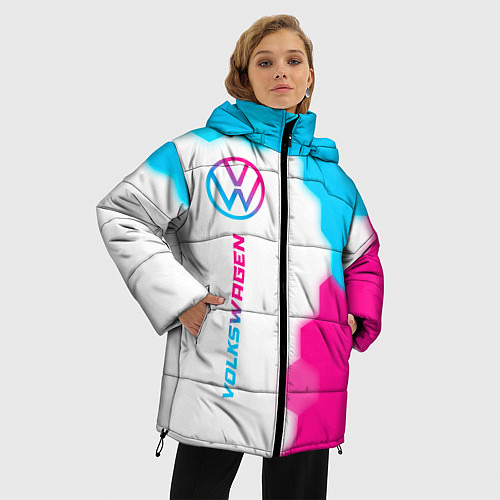Женская зимняя куртка Volkswagen neon gradient style: по-вертикали / 3D-Черный – фото 3