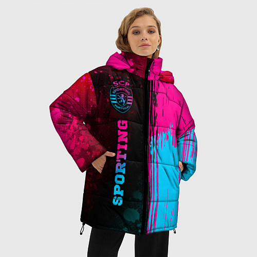 Женская зимняя куртка Sporting - neon gradient: по-вертикали / 3D-Черный – фото 3