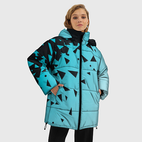Женская зимняя куртка Осколки Абстракции / 3D-Черный – фото 3