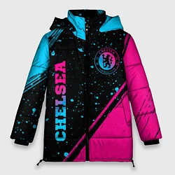 Куртка зимняя женская Chelsea - neon gradient: надпись, символ, цвет: 3D-черный