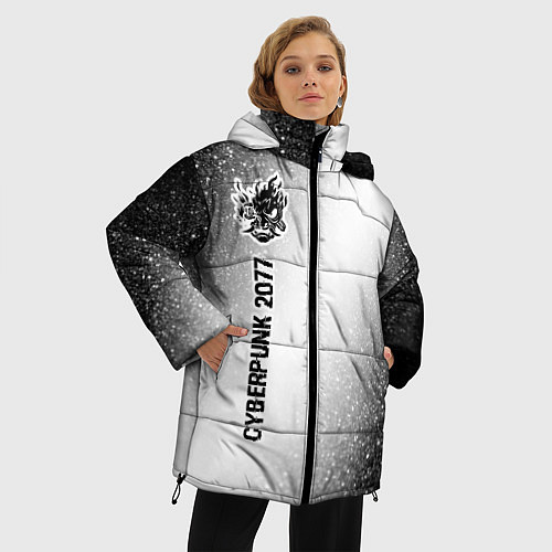 Женская зимняя куртка Cyberpunk 2077 glitch на светлом фоне: по-вертикал / 3D-Черный – фото 3