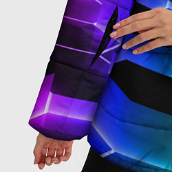 Куртка зимняя женская Неоновые шестиугольники, цвет: 3D-светло-серый — фото 2