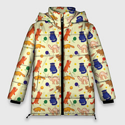 Куртка зимняя женская Crazy cat doodle, цвет: 3D-красный
