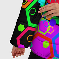Куртка зимняя женская Разноцветная геометрическая текстура, цвет: 3D-черный — фото 2