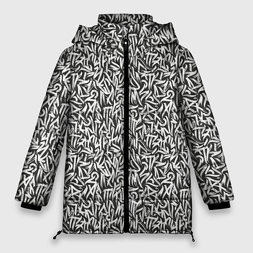 Женская зимняя куртка Надпись краской / 3D-Светло-серый – фото 1