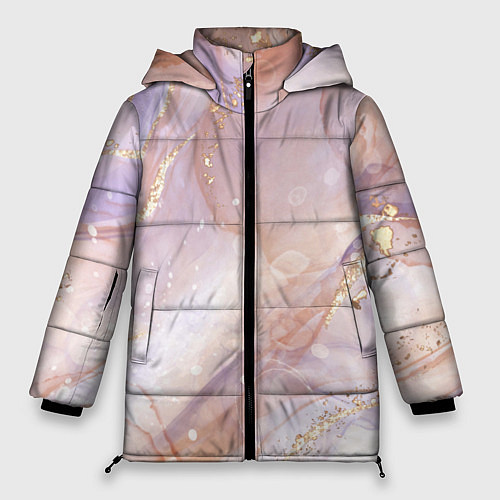 Женская зимняя куртка Бежевый с золотом мрамор / 3D-Красный – фото 1