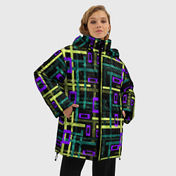 Куртка зимняя женская Геометрический узор с мраморной текстурой, цвет: 3D-светло-серый — фото 2
