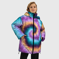 Куртка зимняя женская Сине-фиолетовый тай дай, цвет: 3D-красный — фото 2
