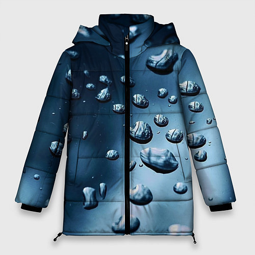 Женская зимняя куртка Капли воды на матовом стекле - текстура / 3D-Красный – фото 1