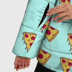 Куртка зимняя женская Куски пиццы на голубом фоне, цвет: 3D-светло-серый — фото 2