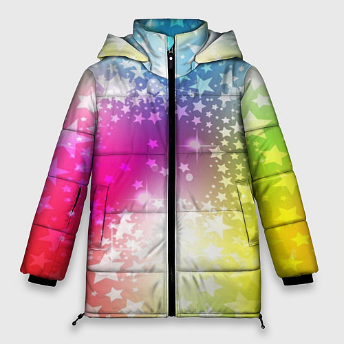 Женская зимняя куртка Звезды на радужном фоне / 3D-Светло-серый – фото 1