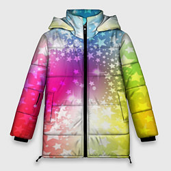 Куртка зимняя женская Звезды на радужном фоне, цвет: 3D-светло-серый