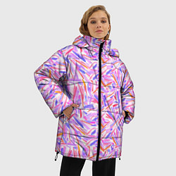 Куртка зимняя женская Лиловые колючки акварель, цвет: 3D-светло-серый — фото 2