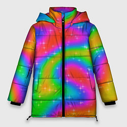Куртка зимняя женская Световые блики на радужном фоне, цвет: 3D-светло-серый