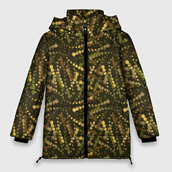 Куртка зимняя женская Милитари горошек разноцветный, цвет: 3D-черный