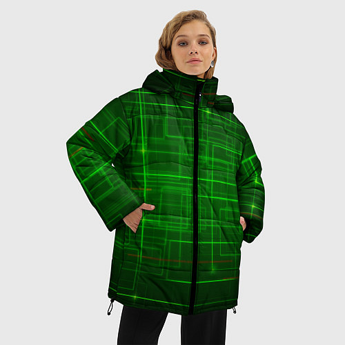 Женская зимняя куртка Нейросеть - текстура / 3D-Черный – фото 3