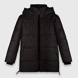 Женская зимняя куртка Красные плитки на черном фоне