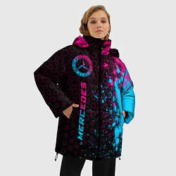 Куртка зимняя женская Mercedes - neon gradient: по-вертикали, цвет: 3D-черный — фото 2