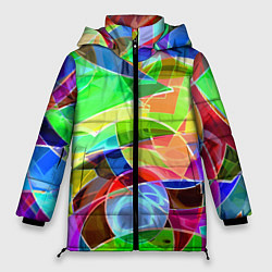Куртка зимняя женская Цветная геометрическая композиция - лето, цвет: 3D-светло-серый