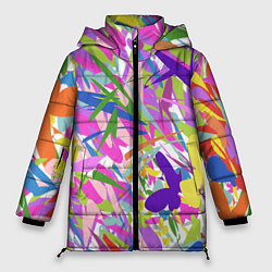 Куртка зимняя женская Сочные краски лета и бабочки, цвет: 3D-красный