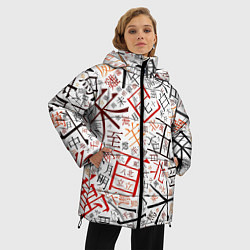 Куртка зимняя женская Иероглифы, цвет: 3D-светло-серый — фото 2