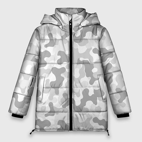 Женская зимняя куртка Камуфляж цифра светло-серый крупный / 3D-Красный – фото 1