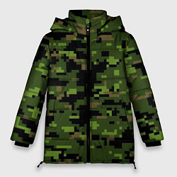 Куртка зимняя женская Камуфляж лесной пиксель, цвет: 3D-черный