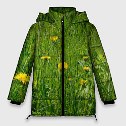 Куртка зимняя женская Солнечные одуванчики, цвет: 3D-светло-серый