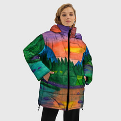 Куртка зимняя женская Закат на реке, цвет: 3D-черный — фото 2