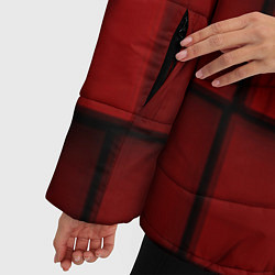 Куртка зимняя женская Абстрактная красные кубики-стена, цвет: 3D-красный — фото 2