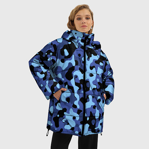 Женская зимняя куртка Камуфляж Sky Blue / 3D-Черный – фото 3