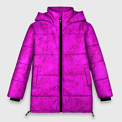 Куртка зимняя женская Розовый яркий неоновый узор с мраморной текстурой, цвет: 3D-черный