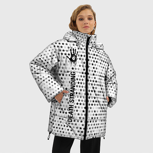 Женская зимняя куртка Death Stranding glitch на светлом фоне: по-вертика / 3D-Черный – фото 3