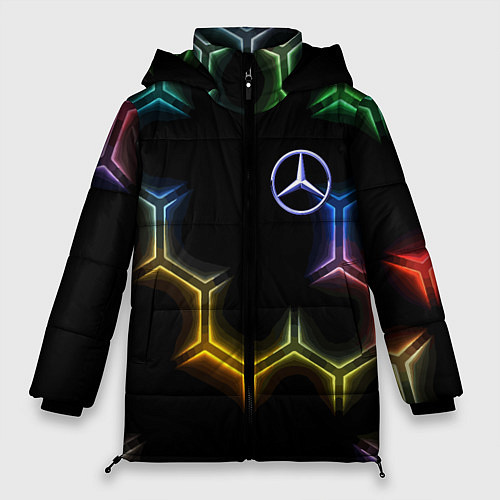 Женская зимняя куртка Mercedes - neon pattern / 3D-Светло-серый – фото 1