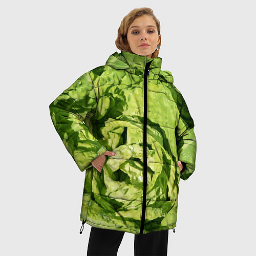 Женская зимняя куртка Свежая капуста / 3D-Черный – фото 3