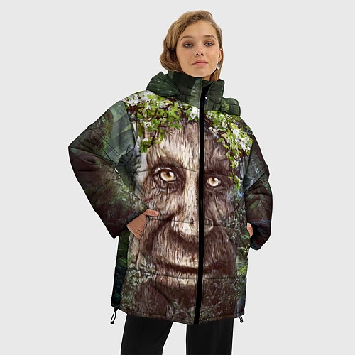 Женская зимняя куртка Мудрое Таинственное Дерево / 3D-Черный – фото 3