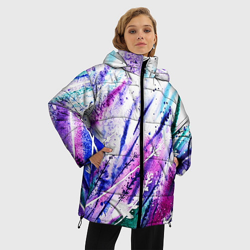 Женская зимняя куртка Лавандовое поле / 3D-Черный – фото 3