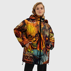 Куртка зимняя женская Монстры ужасные хэллоуинские, цвет: 3D-черный — фото 2