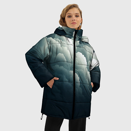 Женская зимняя куртка Темные тучи - иллюстрация / 3D-Черный – фото 3
