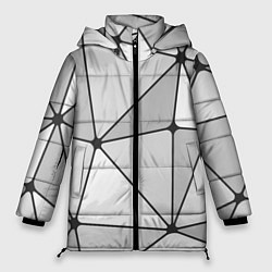 Куртка зимняя женская Геометрические линии на сером фоне, цвет: 3D-светло-серый