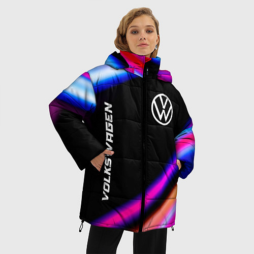 Женская зимняя куртка Volkswagen speed lights / 3D-Черный – фото 3