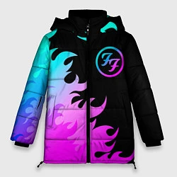 Куртка зимняя женская Foo Fighters неоновый огонь, цвет: 3D-черный