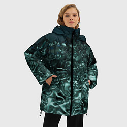 Куртка зимняя женская Абстрактный голубой жидкий металл, цвет: 3D-светло-серый — фото 2