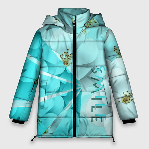 Женская зимняя куртка Нежный цветочный smile / 3D-Светло-серый – фото 1