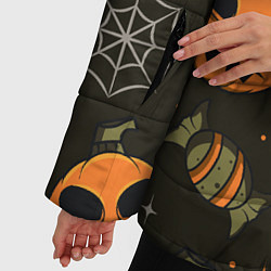 Куртка зимняя женская Хэллоуин тыквы, цвет: 3D-черный — фото 2