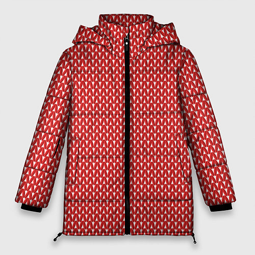 Женская зимняя куртка Вязанное полотно - Красное / 3D-Светло-серый – фото 1