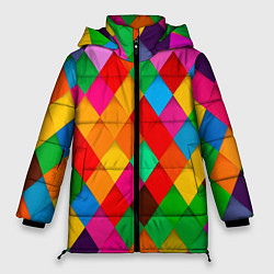 Куртка зимняя женская Цветные лоскуты - пэчворк, цвет: 3D-красный
