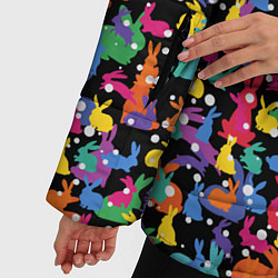 Куртка зимняя женская Разноцветные кролики, цвет: 3D-черный — фото 2